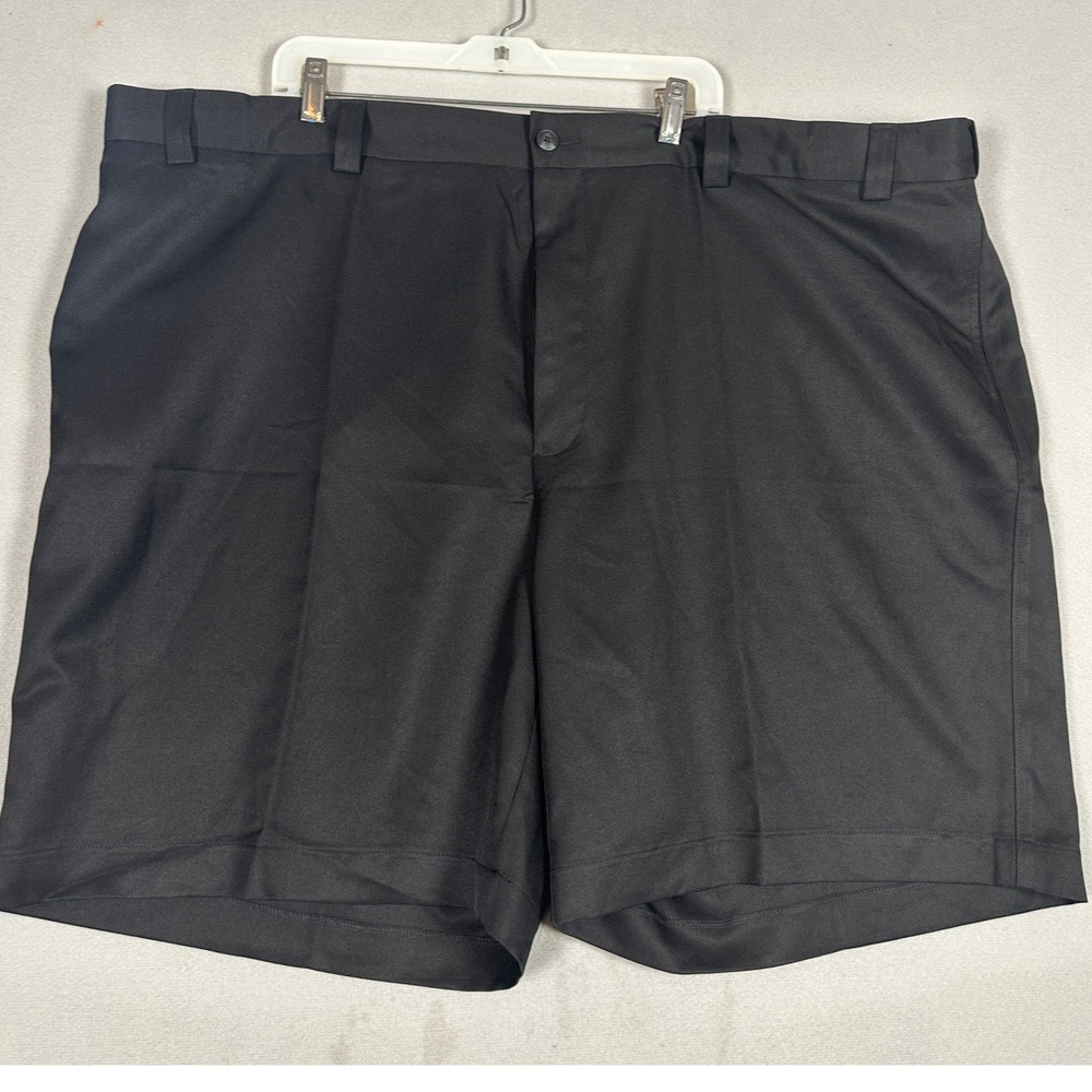 NEW Oak Hill Shorts Mens 54 Microfiber Black Chino Casual Flat Front Pockets